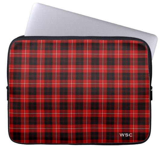 Clan Cunningham Tartan Red Kariert Monogram Laptopschutzhülle (Vorderseite)