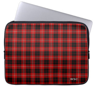 Clan Cunningham Tartan-rotes kariertes Monogramm Laptopschutzhülle