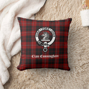 Clan Cunningham Wappen Abzeichen und Tartan Kissen