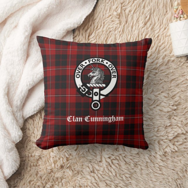 Clan Cunningham Wappen Abzeichen und Tartan Kissen (Decke)