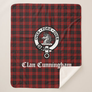 Clan Cunningham Wappen Abzeichen und Tartan Sherpadecke