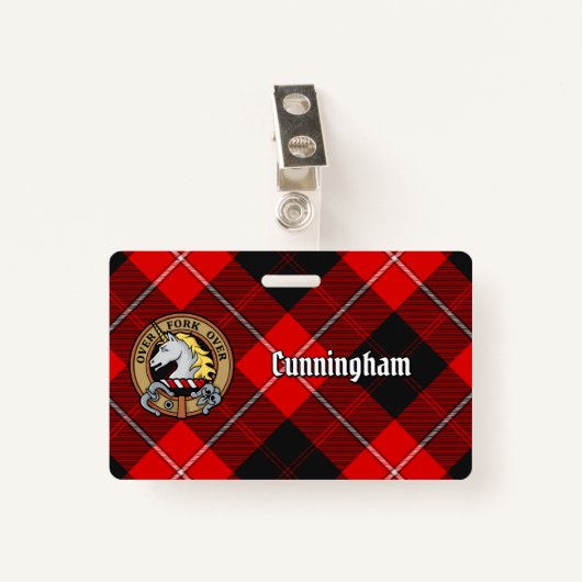 Clan Cunningham Wappen über Tartan Ausweis (Vorderseite mit Klammer)