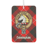 Clan Cunningham Wappen über Tartan Autolufterfrischer (Vorderseite)