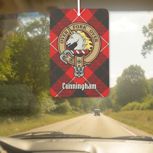 Clan Cunningham Wappen über Tartan Autolufterfrischer