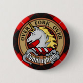Clan Cunningham Wappen über Tartan Button (Vorderseite)