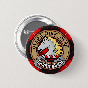 Clan Cunningham Wappen über Tartan Button