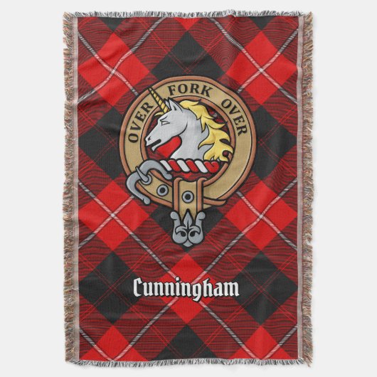 Clan Cunningham-Wappen über Tartan Decke (Vorderseite Vertikal)
