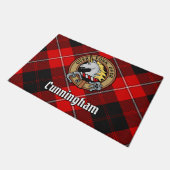 Clan Cunningham Wappen über Tartan Fußmatte (Schrägansicht)