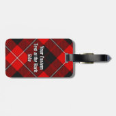 Clan Cunningham Wappen über Tartan Gepäckanhänger (Rückseite horizontal)