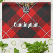 Clan Cunningham Wappen über Tartan Geschirrtuch (Gefaltet)