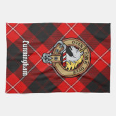 Clan Cunningham Wappen über Tartan Geschirrtuch (Horizontal)