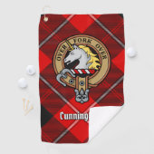 Clan Cunningham Wappen über Tartan Golfhandtuch (Insitu)