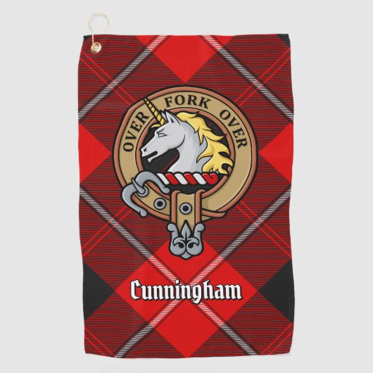 Clan Cunningham Wappen über Tartan Golfhandtuch (Vorderseite)