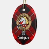 Clan Cunningham Wappen über Tartan Keramik Ornament (Links)