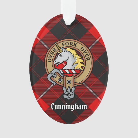 Clan Cunningham Wappen über Tartan Ornament (Vorderseite)