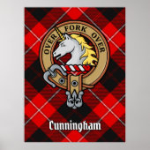 Clan Cunningham Wappen über Tartan Poster (Vorne)