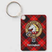 Clan Cunningham Wappen über Tartan Schlüsselanhänger (Vorderseite)