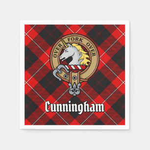 Clan Cunningham Wappen über Tartan Serviette
