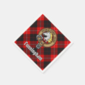 Clan Cunningham Wappen über Tartan Serviette (Ecke)