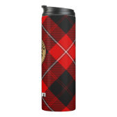 Clan Cunningham Wappen über Tartan Thermosbecher (Nach rechts gedreht)