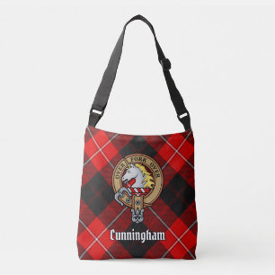 Clan Cunningham Wappen über Tartan Tragetaschen Mit Langen Trägern