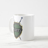 Clan Currie Currytartan-Schild u. Schwerter Kaffeetasse (Vorderseite Links)