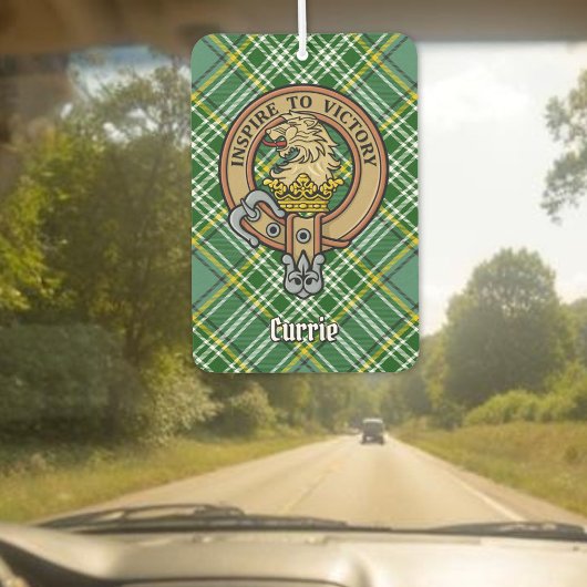 Clan Currie Lion Wappen über Tartan Autolufterfrischer