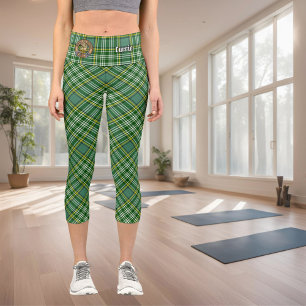 Clan Currie Lion Wappen über Tartan Capri Leggings