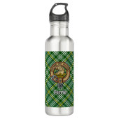 Clan Currie Lion Wappen über Tartan Edelstahlflasche (Vorderseite)