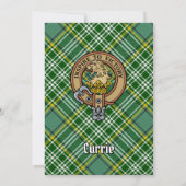 Clan Currie Lion Wappen über Tartan Einladung (Rückseite)