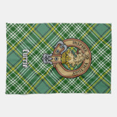 Clan Currie Lion Wappen über Tartan Geschirrtuch (Horizontal)