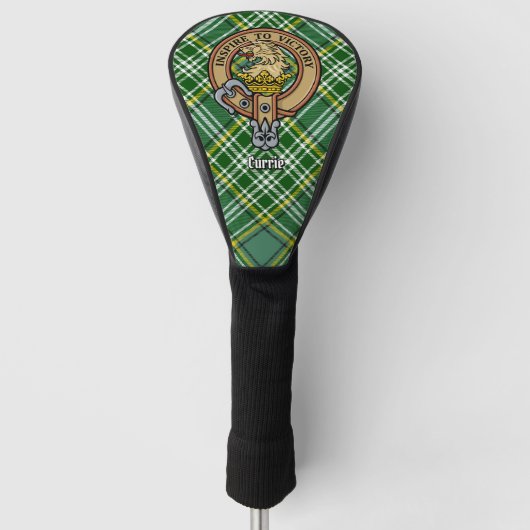 Clan Currie Lion Wappen über Tartan Golf Headcover (Vorderseite)