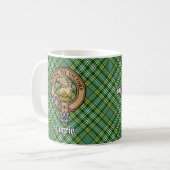 Clan Currie Lion Wappen über Tartan Kaffeetasse (Vorderseite Links)