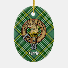 Clan Currie Lion Wappen über Tartan Keramik Ornament