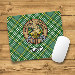 Clan Currie Lion Wappen über Tartan Mousepad