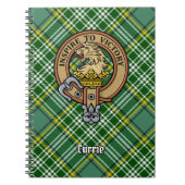 Clan Currie Lion Wappen über Tartan Notizblock (Vorderseite)