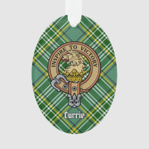 Clan Currie Lion Wappen über Tartan Ornament