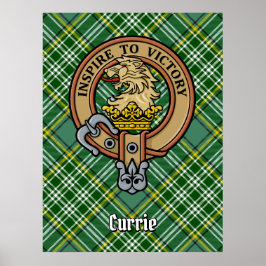 Clan Currie Lion Wappen über Tartan Poster