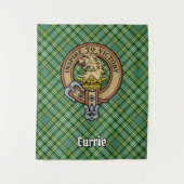 Clan Currie Lion Wappen über Tartan Wandteppich (Vorderseite)