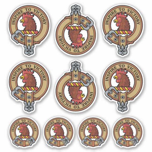 Clan Currie Rooster Wappen Sticker Set (Vorderseite)