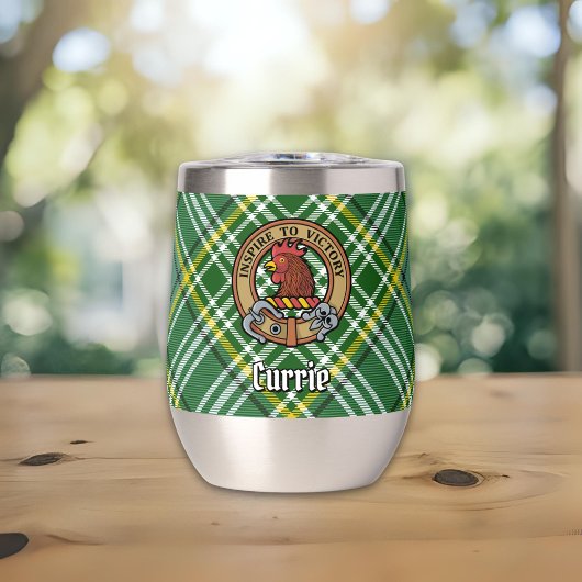 Clan Currie Rooster Wappen über Tartan