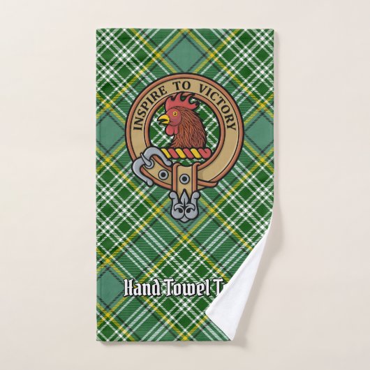 Clan Currie Rooster Wappen über Tartan Badhandtuch Set (Handtuch)
