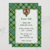 Clan Currie Rooster Wappen über Tartan Einladung (Vorne/Hinten)