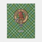 Clan Currie Rooster Wappen über Tartan Fleecedecke (Vorderseite)