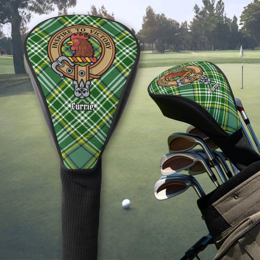 Clan Currie Rooster Wappen über Tartan Golf Headcover