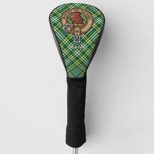 Clan Currie Rooster Wappen über Tartan Golf Headcover (Vorderseite)