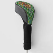 Clan Currie Rooster Wappen über Tartan Golf Headcover (angewinkelt)