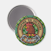 Clan Currie Rooster Wappen über Tartan Magnet (Vorderseite/Rückseite)