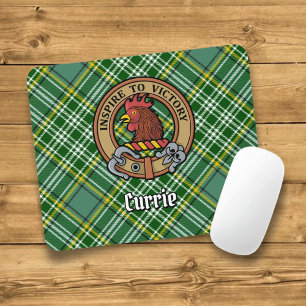 Clan Currie Rooster Wappen über Tartan Mousepad