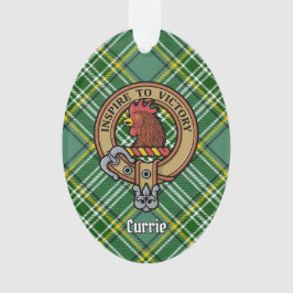 Clan Currie Rooster Wappen über Tartan Ornament
